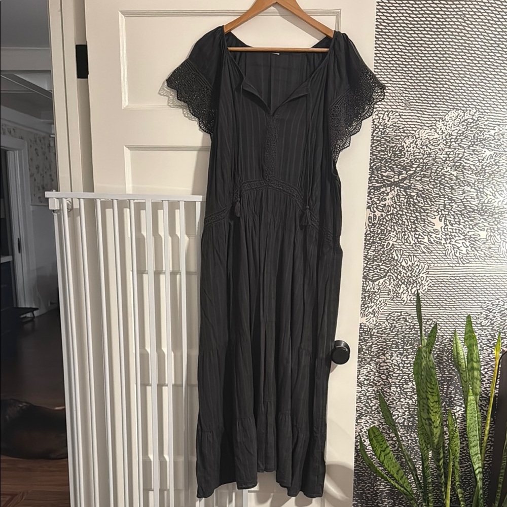 Elegant Black Lace-Trimmed Dress